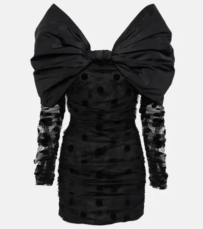 Nina Ricci Polka-dot Tulle Minidress In Black