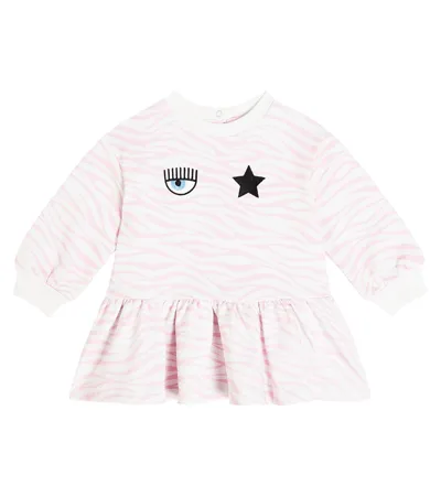 Monnalisa X Chiara Ferragni Baby Zebra-print Cotton-blend Dress In Multicoloured