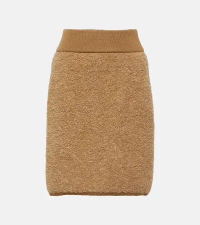 Dolce & Gabbana High-rise Alpaca And Cashmere Miniskirt In Brown