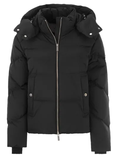 Woolrich Zipped Hooded Coat In Black