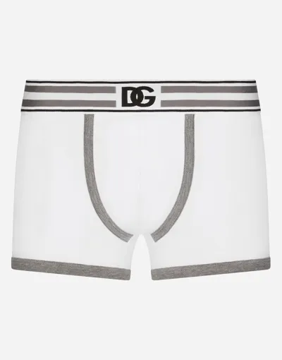 Dolce & Gabbana Regular-fit Two-way Stretch Jersey Boxers With Dg Logo In Grey