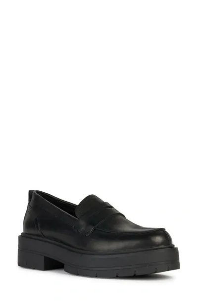 Geox Spherica Penny Loafer In Black