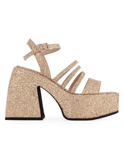 Nodaleto Bulla Chibi Platform Sandals In Blush Glitter