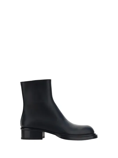 Alexander Mcqueen Cuban Stack Ankle Boots  Shoes Black