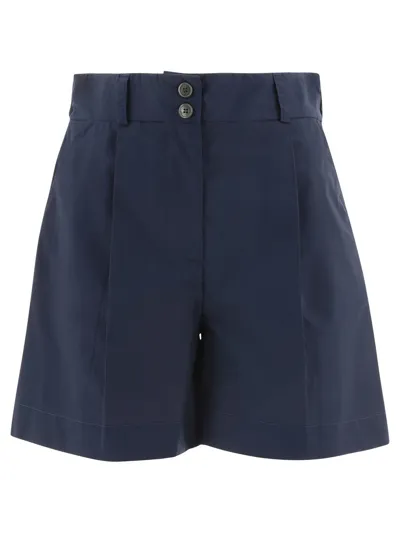 Woolrich Pleat-detail High-waisted Shorts In Blue