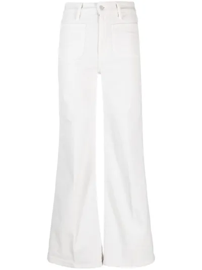 Mother Flared Cotton Trousers In White