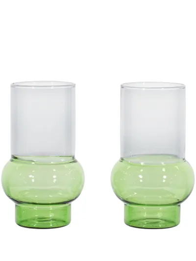 Tom Dixon Bump Tall Glasses (set Of Two) In Green