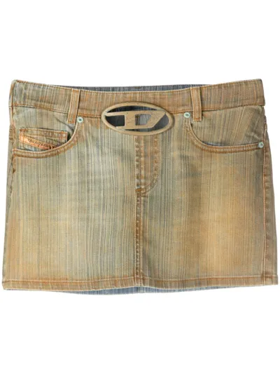 Diesel Mini Denim Skirt In Beige