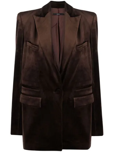 Alex Perry Barlow Stretch-velvet Blazer In Brown