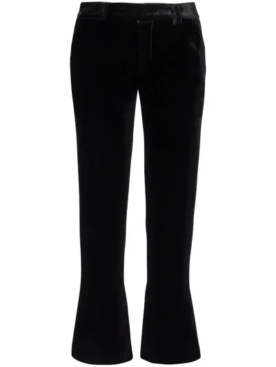 Balmain Cropped Velvet Trousers In Black