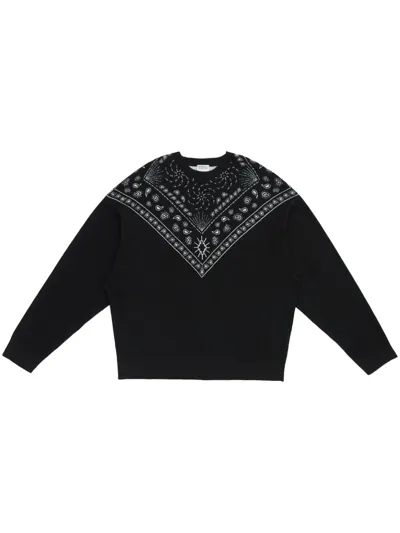 Marcelo Burlon County Of Milan Bandana-print Crew-neck Jumper In White/black