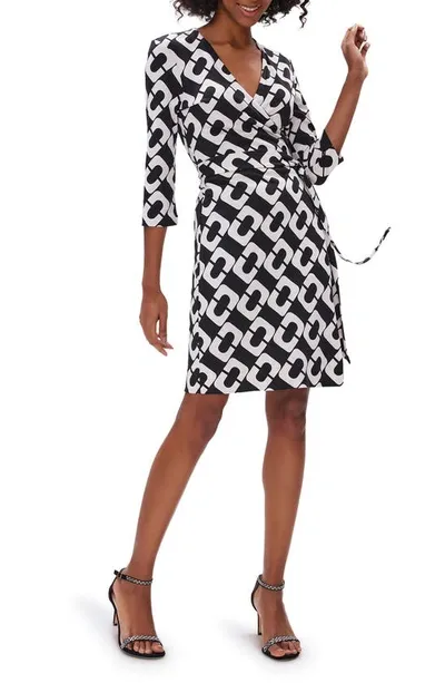 Diane Von Furstenberg New Julian Two Print Silk Wrap Dress In Chain Link Giant