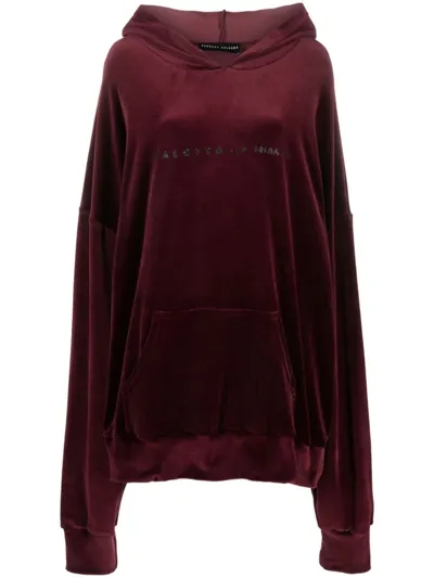 Barbara Bologna Slogan-print Velvet Hoodie In Rot