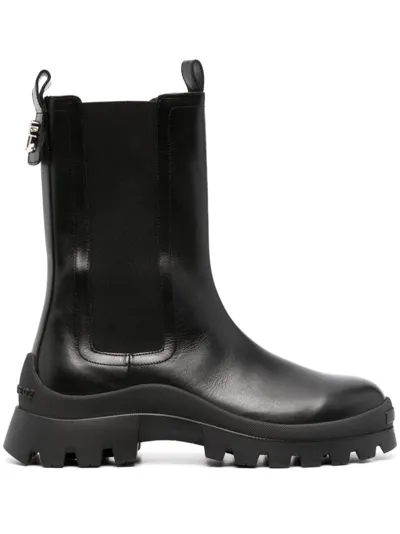 Dsquared2 Logo-plaque Leather Ankle Boots In Black