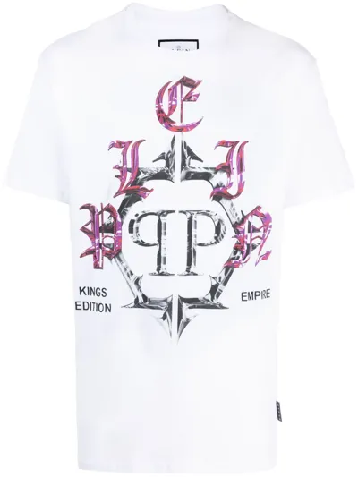 Philipp Plein Chrome T-shirt Mit Rundem Ausschnitt In White