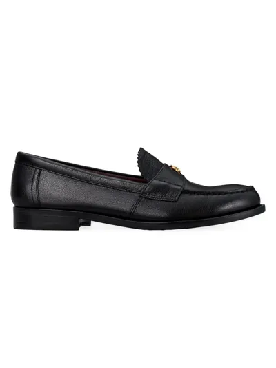 Tory Burch Perri Leather Mini Medallion Loafers In Black