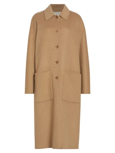 Proenza Schouler White Label Reversible Double-face Long Coat In Camel Offwhite