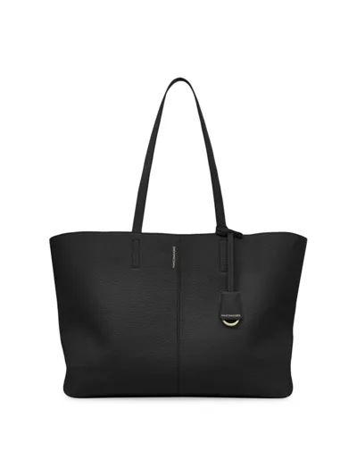 Maison De Sabre Maison De Sabré Large Leather Zipped Soft Tote In Black Caviar