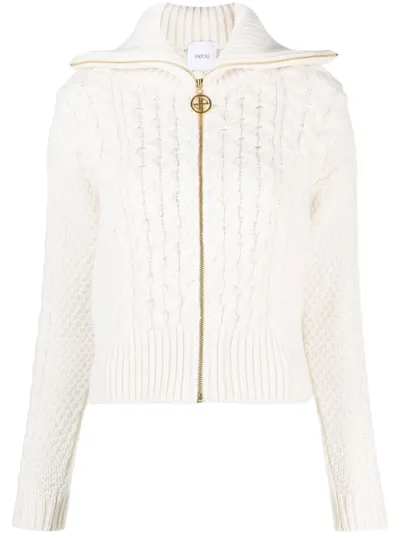 Patou Zip-fastening Knitted Jumper In White