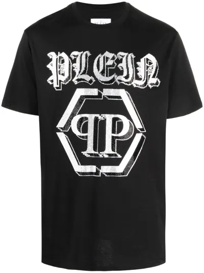 Philipp Plein Ss Chrome Round-neck T-shirt In Black