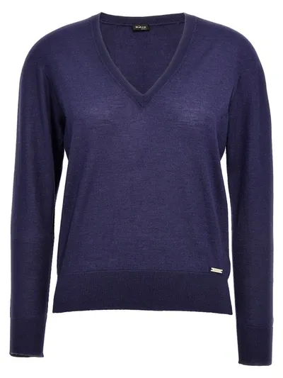 Kiton V-neck Sweater In Blue