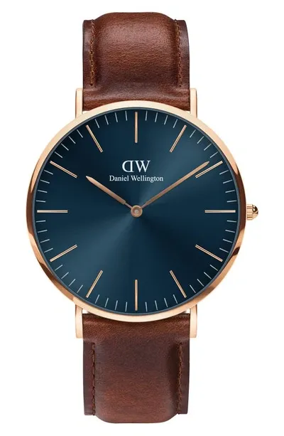 Daniel Wellington Men's Classic St. Mawes Stainless Steel & Leather Strap Watch/40mm In Rose_gold