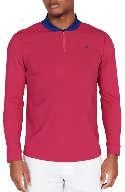 Redvanly Briar Contrast Collar Quarter Zip Pullover In Sangria