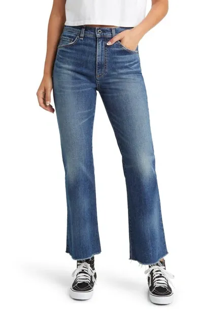 Askk Ny Geek Raw Hem Ankle Flare Jeans In Red