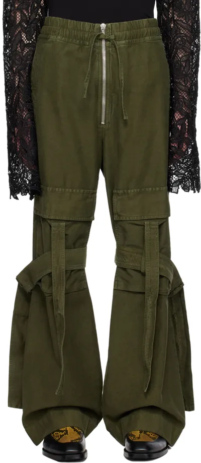 Dries Van Noten Khaki Cinch Strap Trousers In 606 Khaki