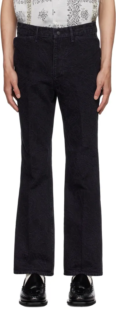 Needles Black Paisley Jeans In B-black