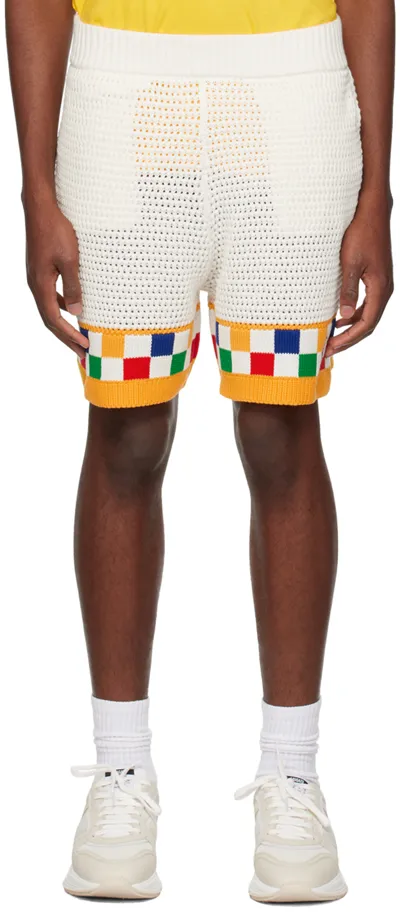 Casablanca Faux Crochet Shorts In White_multi