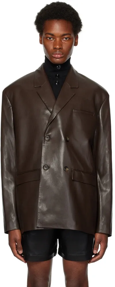 Nanushka Brown Gabriel Vegan Leather Blazer