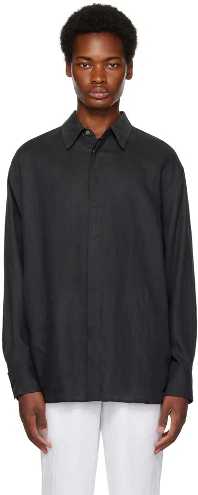 True Tribe Black Lupo Shirt In Black Linen