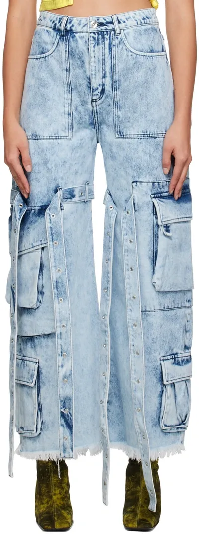 Marques' Almeida Blue Multipocket Jeans In Acid Wash