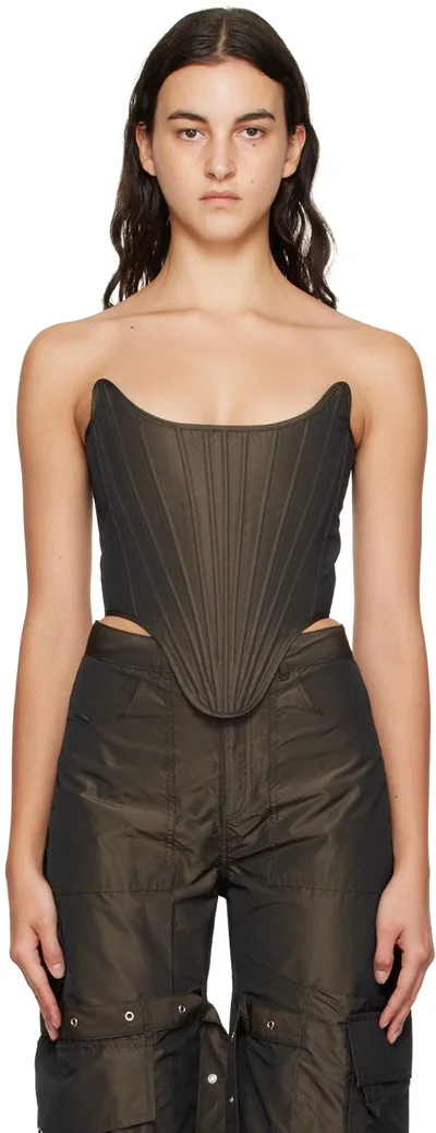 Marques' Almeida Brown Paneled Tank Top In Dark Brown