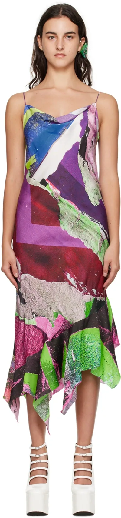 Marques' Almeida Multicolor Printed Midi Dress In Multicoloured