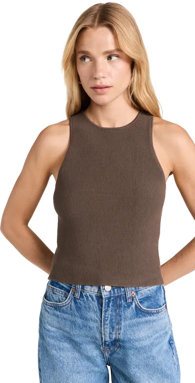 Reformation Rib-knit Vest In Brown