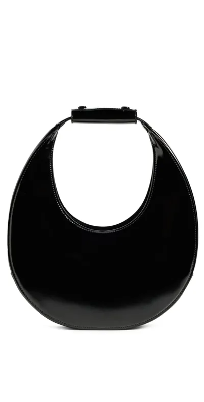 Staud Round Cut Moon Mini Tote Bag In Black