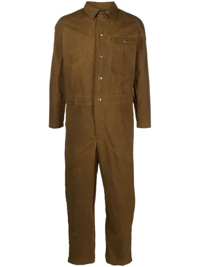 Henrik Vibskov Long-sleeve Cotton Jumpsuit In Brown