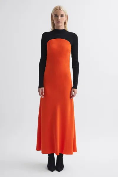 Florere Bright Orange  Hybrid Knit Midi Dress