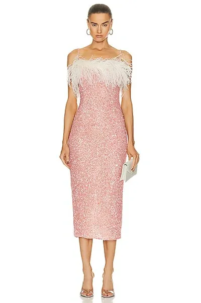 Rachel Gilbert Cami Sequin-embellished Feather Dress In Pink