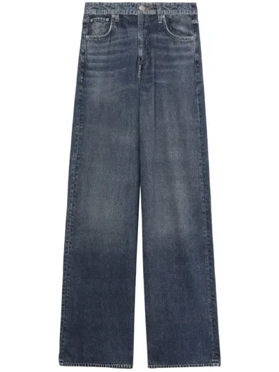 Rag & Bone Mid-rise Wide-leg Jeans In Blau