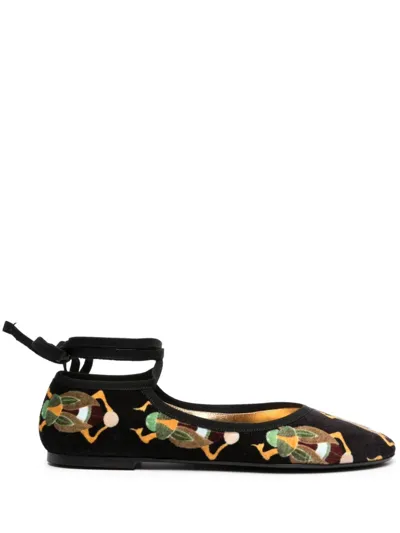 La Doublej Winter Ballerina Flats In Scarab_black