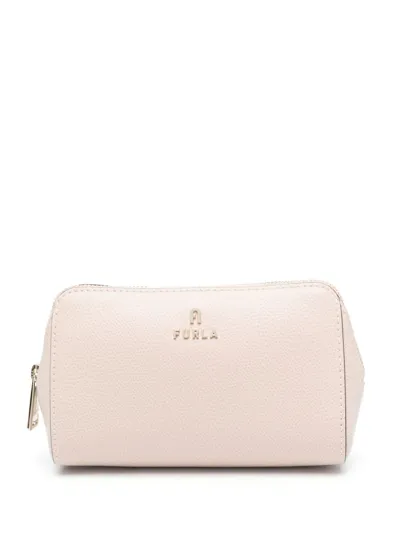 Furla Continental Leather Make Up Bag In Pink