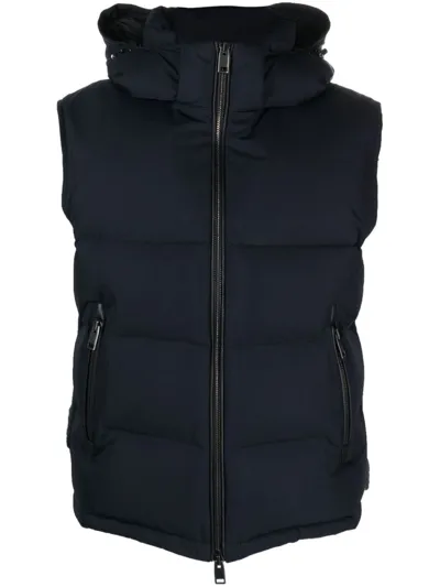 Brioni Padded Quilted Gilet In Blau