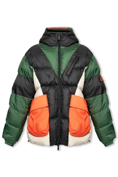 Dsquared2 Logo Patch Hooded Down Jacket In Multi