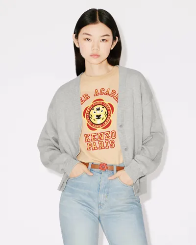 Kenzo Tiger Academy Wool And Cotton Sweater In Gris Clair