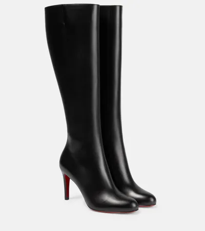 Christian Louboutin Pumppie 85 Leather Knee Boots In Black