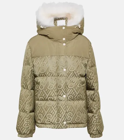 Yves Salomon Logo Shearling-trimmed Down Jacket In Multicoloured