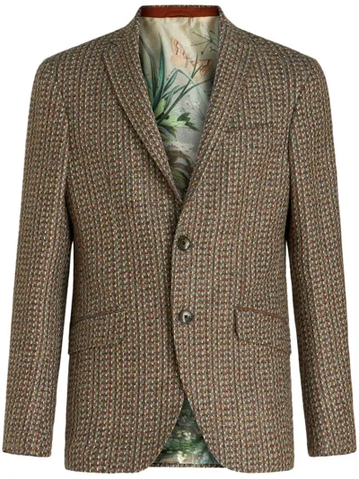 Etro Slim-cut Single-breasted Blazer In Brown